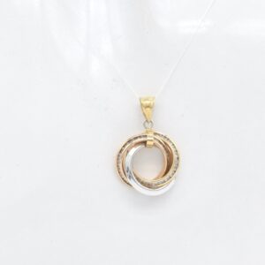 18K Interlocking Trinity Pendant with Pave Accent