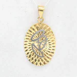 18K Two-Tone Angel Oval Pendant — 35mm x 19mm