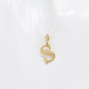 18K S Initial Pendant — 18mm (with hook)
