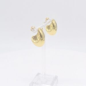 18K Ribbed Tapered C-Hoop Stud Earrings