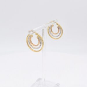 18K 3 Tone 3 Layer Hoops Earrings