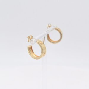 18K Love Semi Hoops Stud Earrings