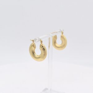 18K Ribbed Croissant Hoop Earrings