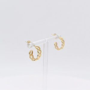 18K Twisted Chain Link C-Hoop Stud Earrings
