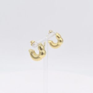 18K Yellow Gold Croissant C-Hoop Stud Earrings
