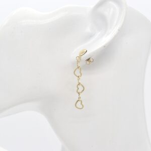 18K Heart Link Stud Earrings