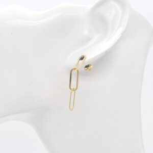 18K Paperclip Drop Stud Earrings