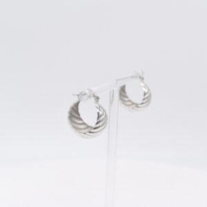 18K White Gold Croissant Earrings