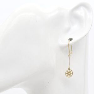 18K Sunburst Disc Chain Dangle Earrings