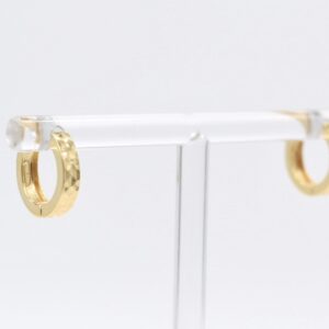 18K Diamond-Cut Patterned Huggie Hoop Earrings