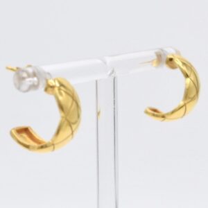 21K Quilted Lattice C-Hoop Stud Earrings