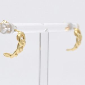 18K Curb Chain Link C-Hoop Stud Earrings