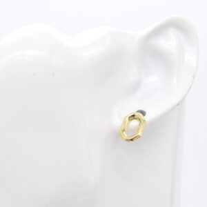 18K Elongated Hexagon Hoop Earrings