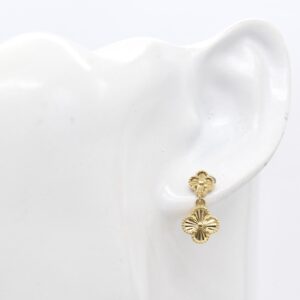 18K Double Clover Drop Earrings