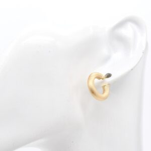 18K Textured Brushed Huggie C-Hoop Earrings