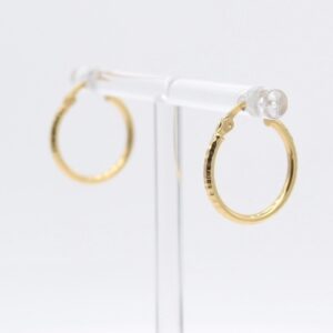 18K Greek Key Etched Hoop Earrings