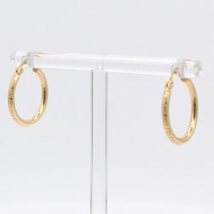 18K Greek Key Etched Hoop Earrings