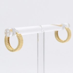 18K Ribbed Fluted Huggie Hoop Earrings