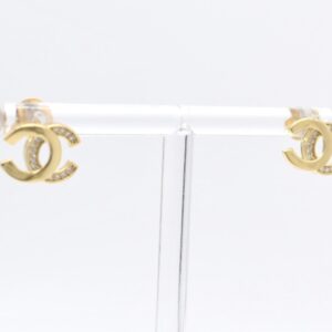 18K CZ Interlocking C Logo Stud Earrings