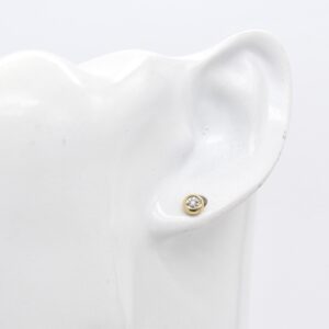 18K Natural Diamond Bezel Stud Earrings