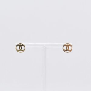 18K Cutout Interlocking Circle Logo Stud Earrings