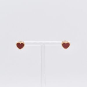 18K Rose Gold Carnelian Heart Stud Earrings