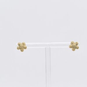 18K Honeycomb Textured Flower Stud Earrings