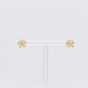 18K CZ Swirl Rose Stud Earrings
