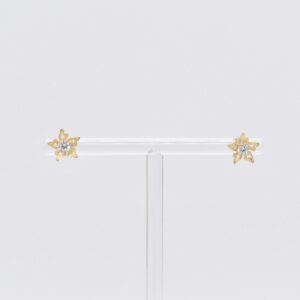 18K CZ Starburst Stud Earrings