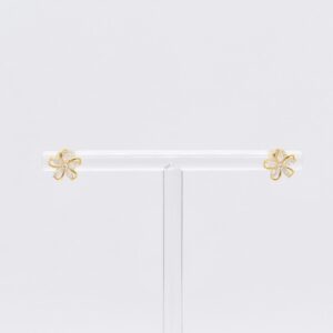 18K Moissanite Plumeria Flower Stud Earrings