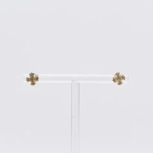 18K Fleur-de-Lis Cross Stud Earrings