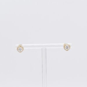 18K Moissanite Halo Heart Stud Earrings