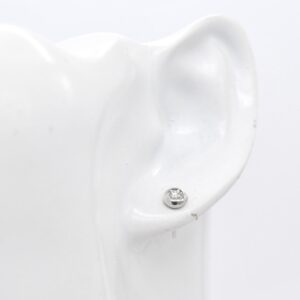 18K White Gold Natural Diamond Bezel Stud Earrings
