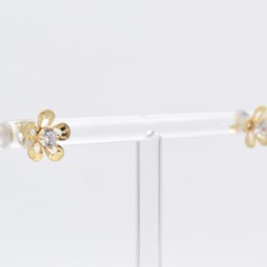 18K Flower Solitaire CZ Stud Earrings