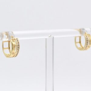 18K CZ Dual-Band Huggie Hoop Earrings (12mm)