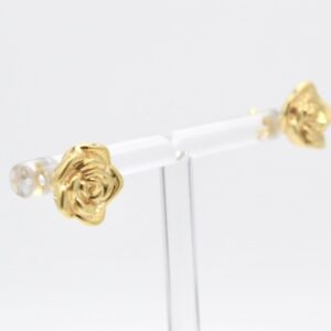 18K Sculpted Rose Flower Stud Earrings