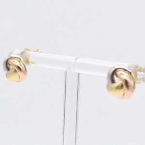 18K Tri-Color Gold Woven Love Knot Stud Earrings