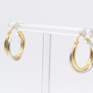 18K Two-Tone Interlocking Crossover Hoop Earrings