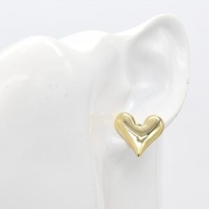 18K Large Puffy Heart Stud Earrings (19mm)