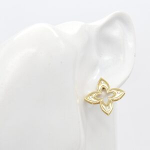18K Quatrefoil CZ Stud Earrings
