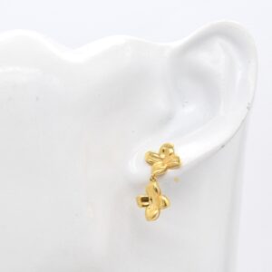 21K Two-Tier Sculpted Flower Dangle Earrings