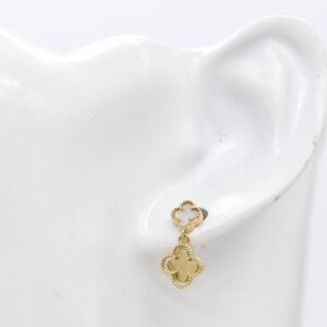 18K Two-Tier Mother of Pearl & Gold Clover Dangle Earrings