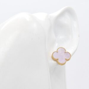 18K Pink Mother of Pearl Clover Stud Earrings (15mm)