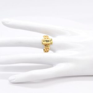 21K Monaco Cuban Link Ring with Rectangular Plate - Size 8 / P / 57