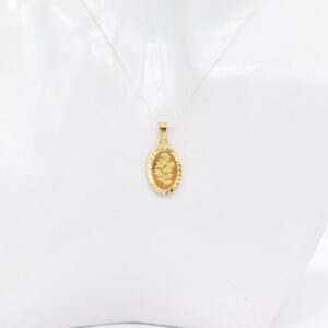 24K Pure Gold 1g Rose Oval Pendant – 21K Frame