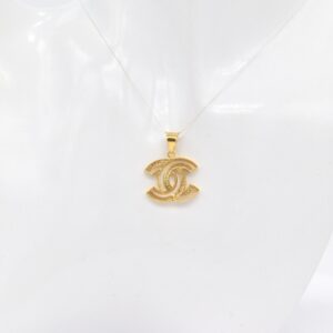 21K Double-C Motif Pendant with CZ Accents
