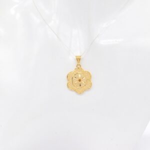 21K Gold Floral Rosette Charm Pendant