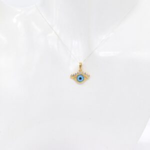 21K Gold Enamel Evil Eye Protection Pendant