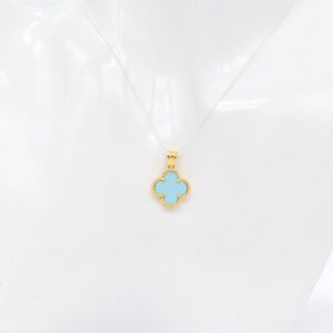 21K Turquoise Clover Pendant (14mm)