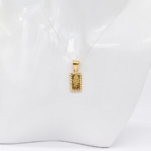 24K Gold 1g Rose Bar Pendant with 21K Frame